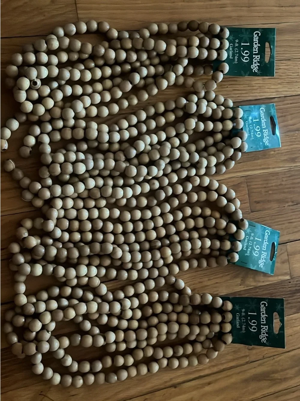 Natural Wood Bead Garland - Tan